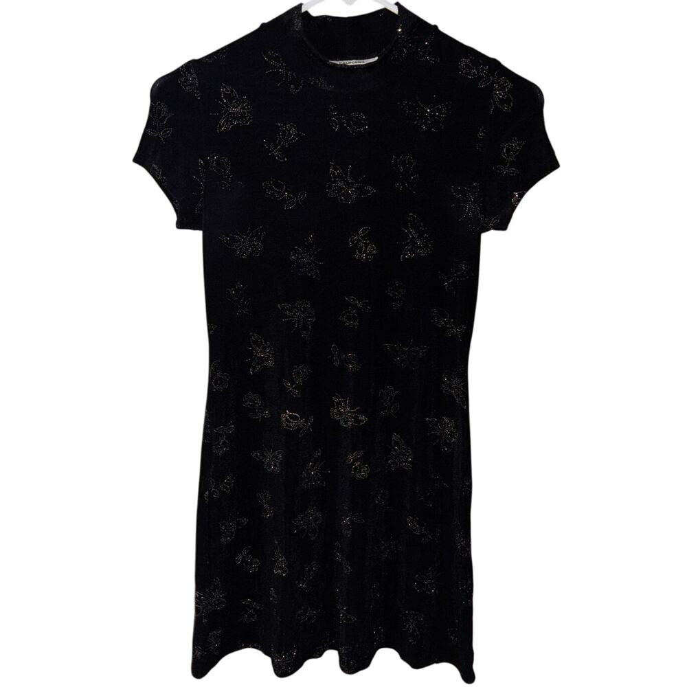 Vintage California Concepts women’s black dress sheer butterflies roses size 12